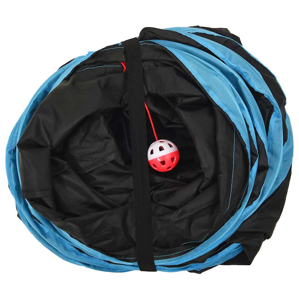 Túnel para gatos em forma de s 122 cm poliéster preto e azul