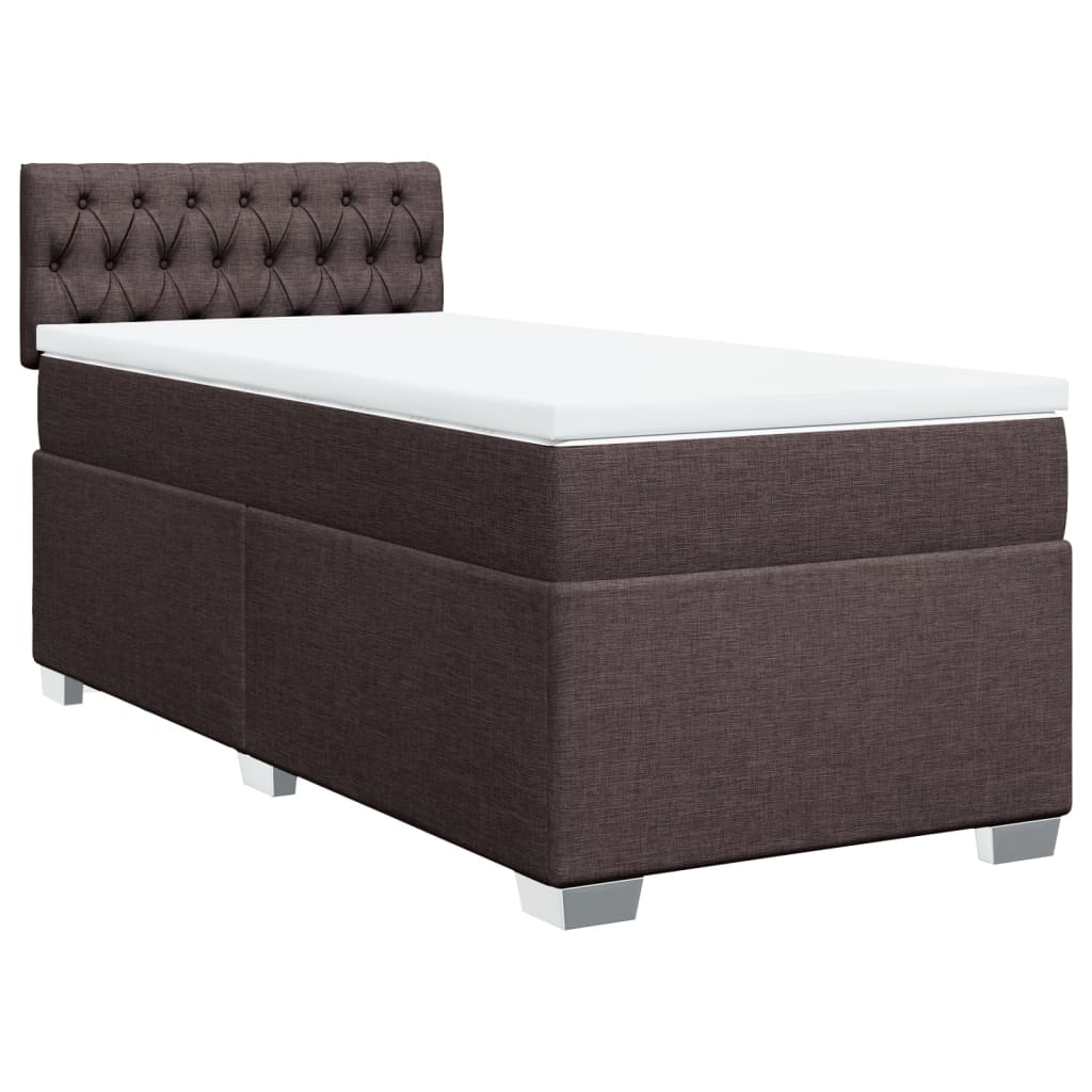 Cama com molas/colchão 90x200 cm tecido castanho-escuro