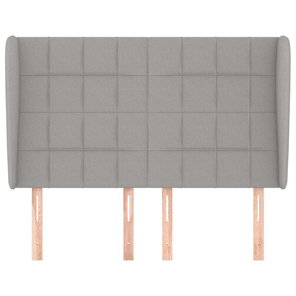 Cabeceira de cama c/ abas tecido 147x23x118/128cm cinza-claro