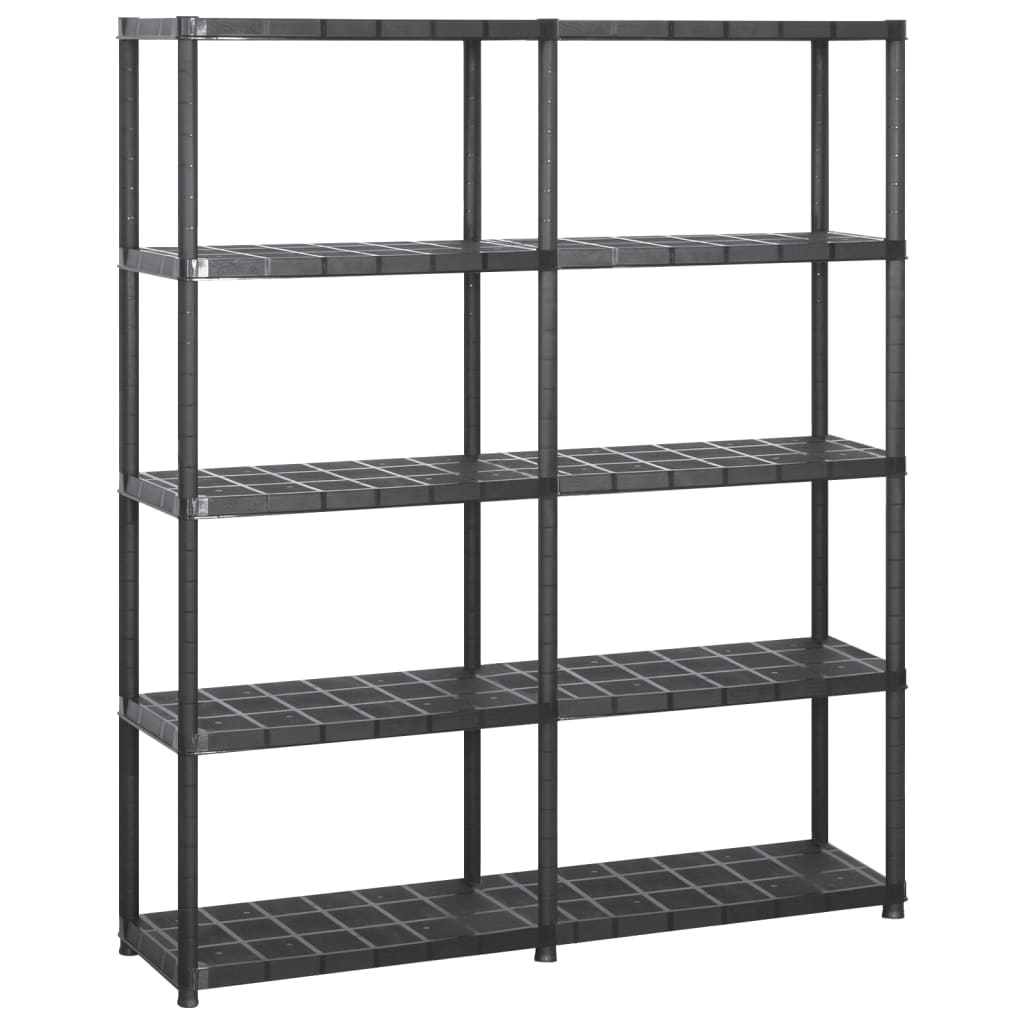 Unidade com 5 prateleiras 142x38x170 cm plástico preto