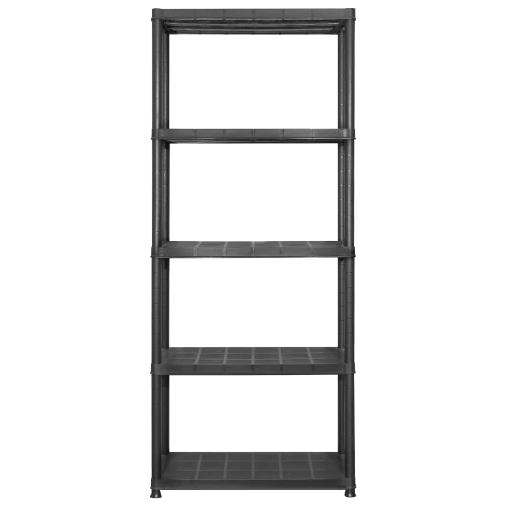 Unidade com 5 prateleiras 142x38x170 cm plástico preto