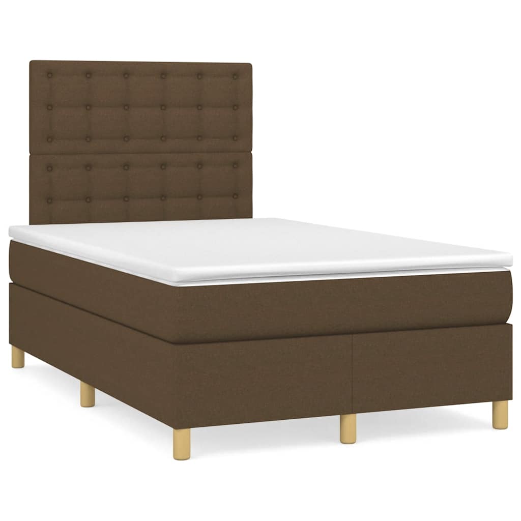 Cama boxspring com colchão 120x190 cm tecido castanho-escuro