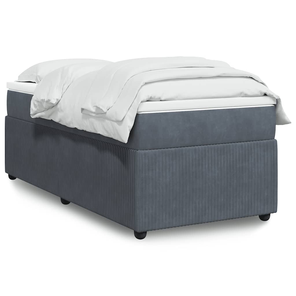 Cama com molas/colchão 90x190 cm veludo cinza-escuro