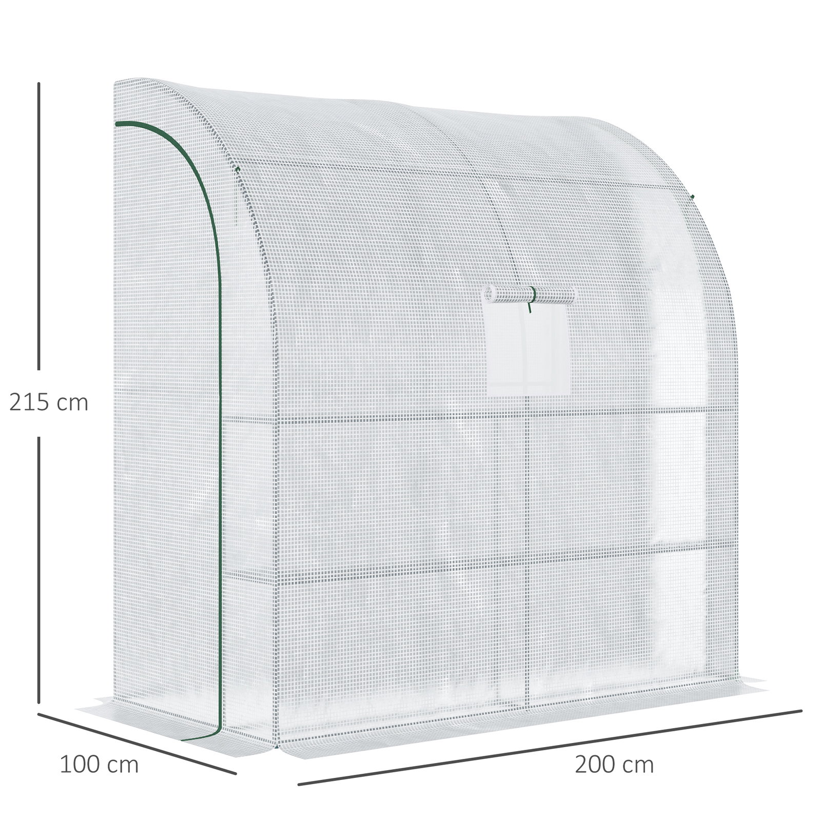 Estufa Pequena Estufa de Exterior com Janelas Prateleiras de 3 Níveis Estufa para Cultivo de Plantas Flores 200x100x215 cm Branc