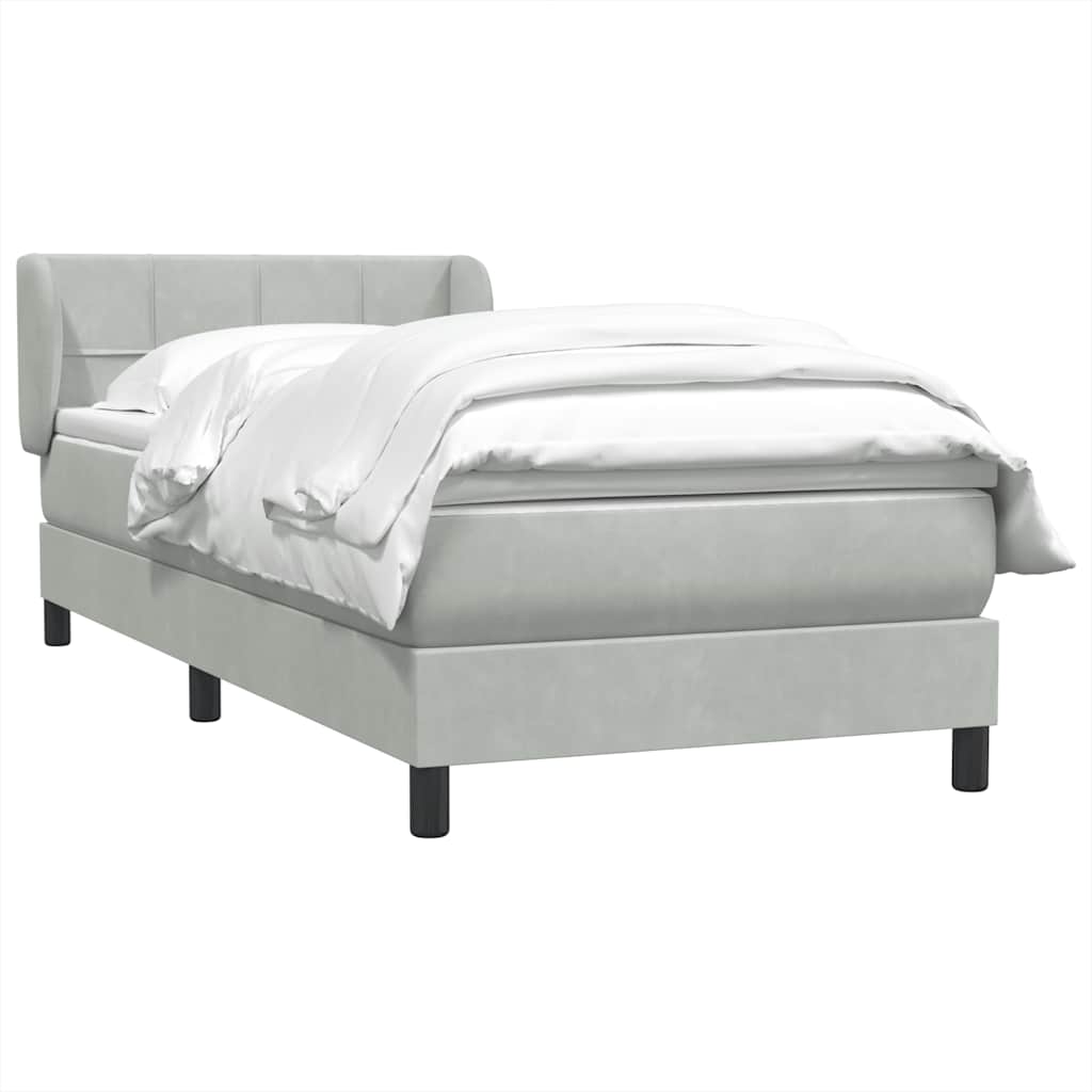 Cama com molas/colchão cinzento-claro 80x220 cm veludo