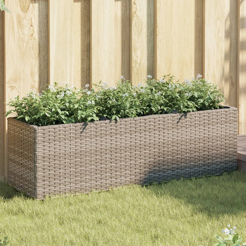 Canteiro jardim com 3 vasos 2pcs 105x30x32 cm vime PE cinzento