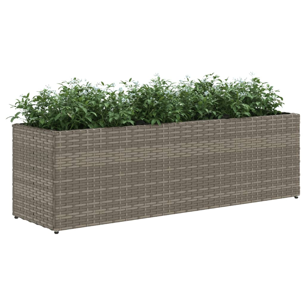 Canteiro jardim com 3 vasos 2pcs 105x30x32 cm vime PE cinzento