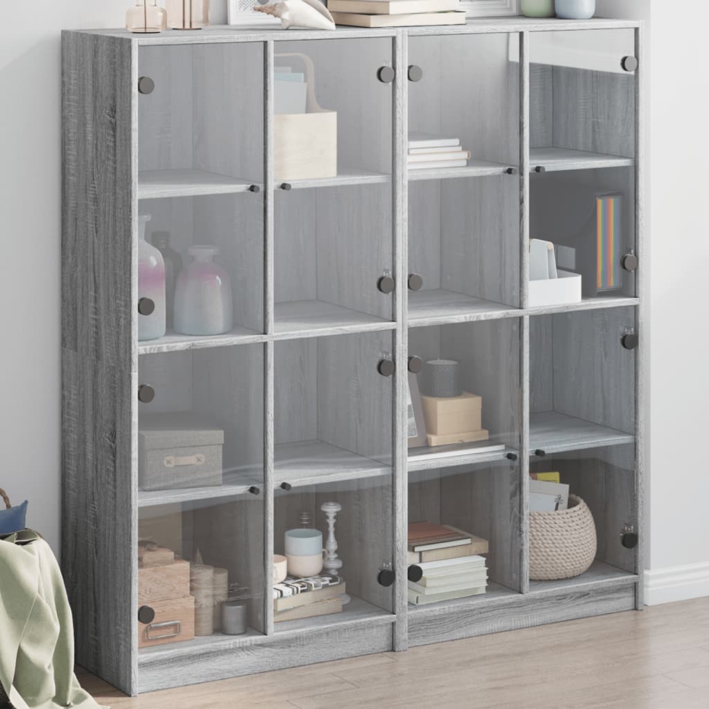 Estante c/ portas 136x37x142 cm derivados madeira cinza sonoma