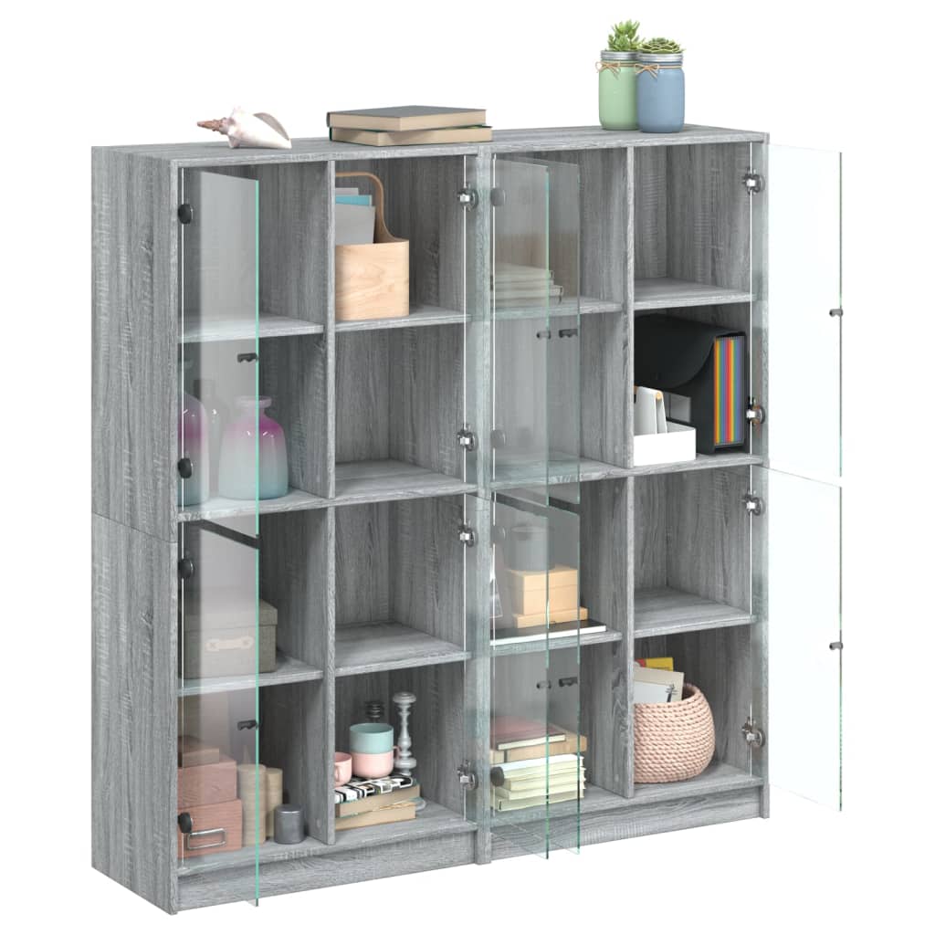 Estante c/ portas 136x37x142 cm derivados madeira cinza sonoma