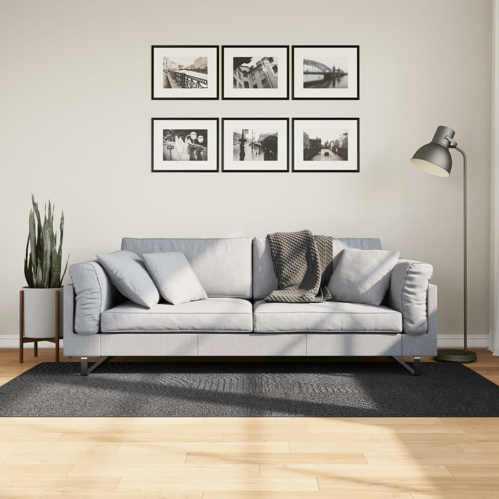 Tapete de pelo curto iza visual escandinavo 100x200cm antracite