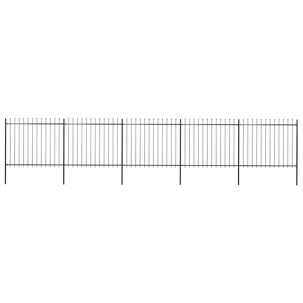 Cerca de jardim com topo em forma de lança em aço 838x150 cm, preta