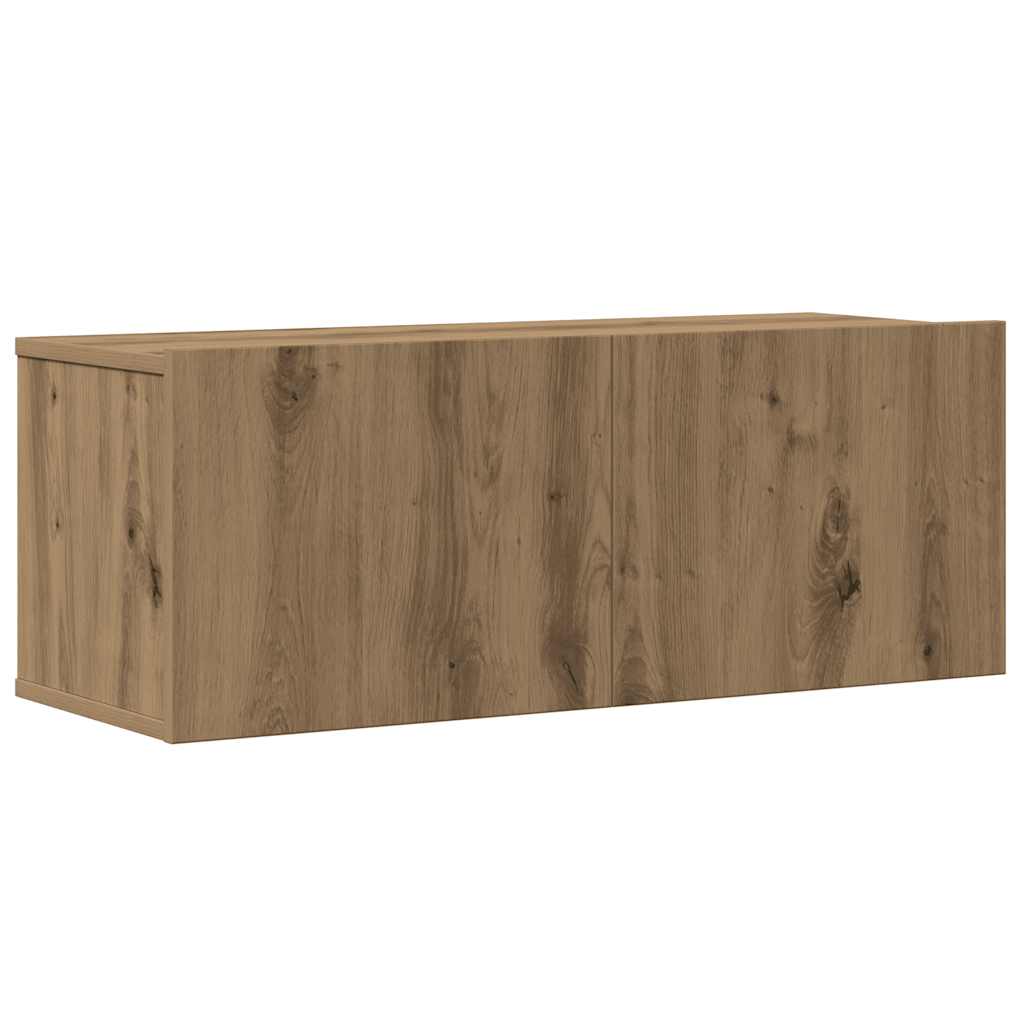 Conjunto de armário TV parede 4 pcs madeira carvalho artisiano