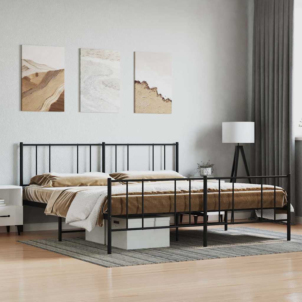 Estrutura de cama sem colchão com pés 180x200 cm preto