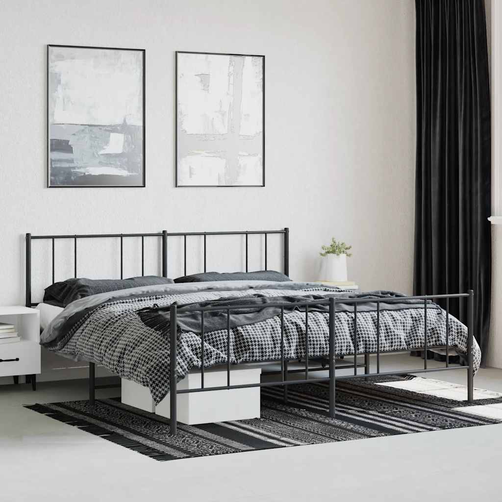 Estrutura de cama sem colchão com pés 180x200 cm preto
