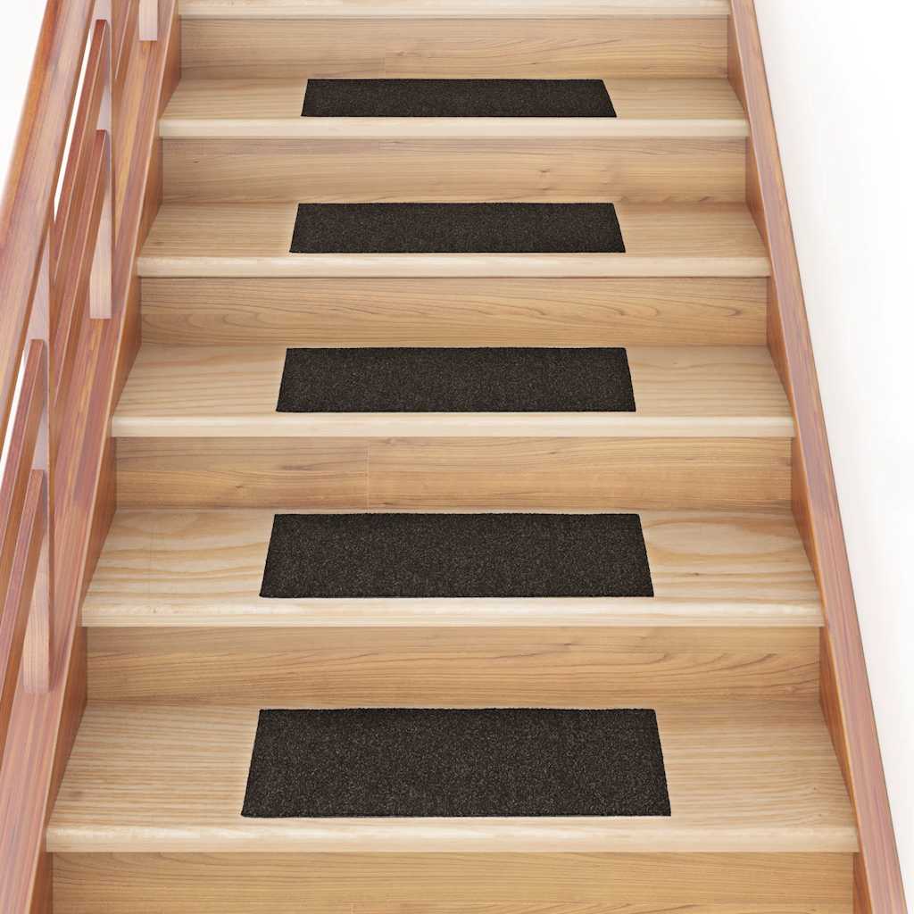 Tapetes de escada autoadesivos 15 peças 60x25 cm marrom escuro retangulares
