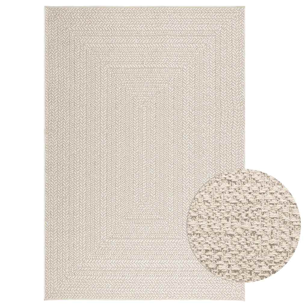 Tapete zizur creme 140x200cm aspeto de juta interior e exterior