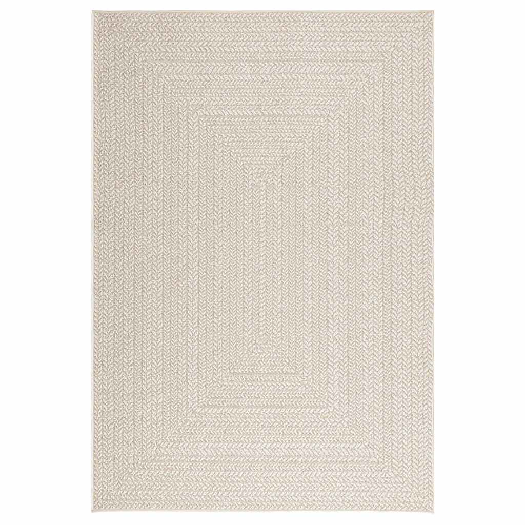 Tapete zizur creme 140x200cm aspeto de juta interior e exterior