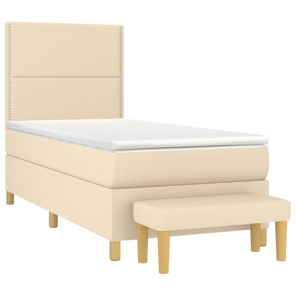 Cama com molas/colchão 100x200 cm tecido cor creme