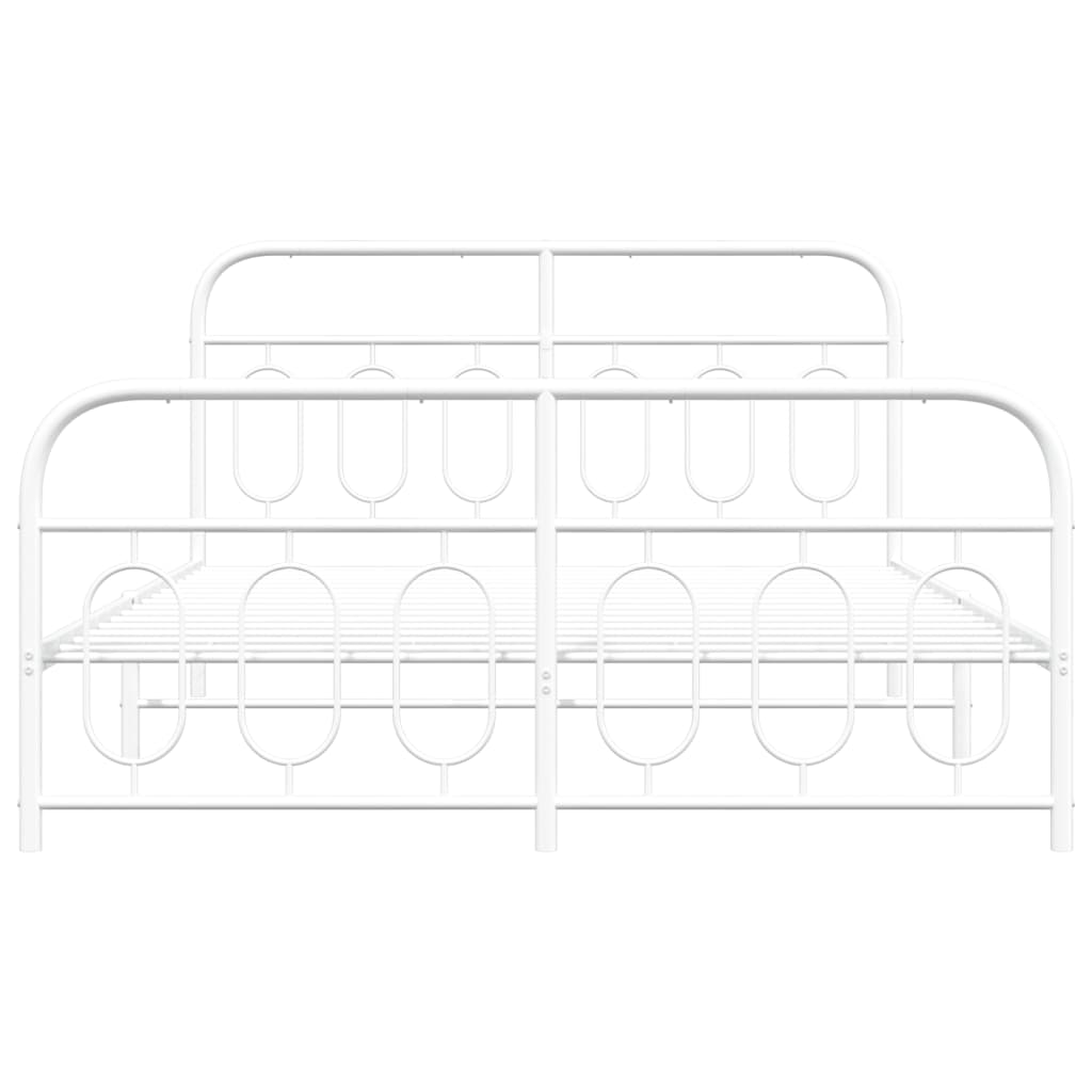 Estrutura de cama com cabeceira e pés 150x200 cm metal branco