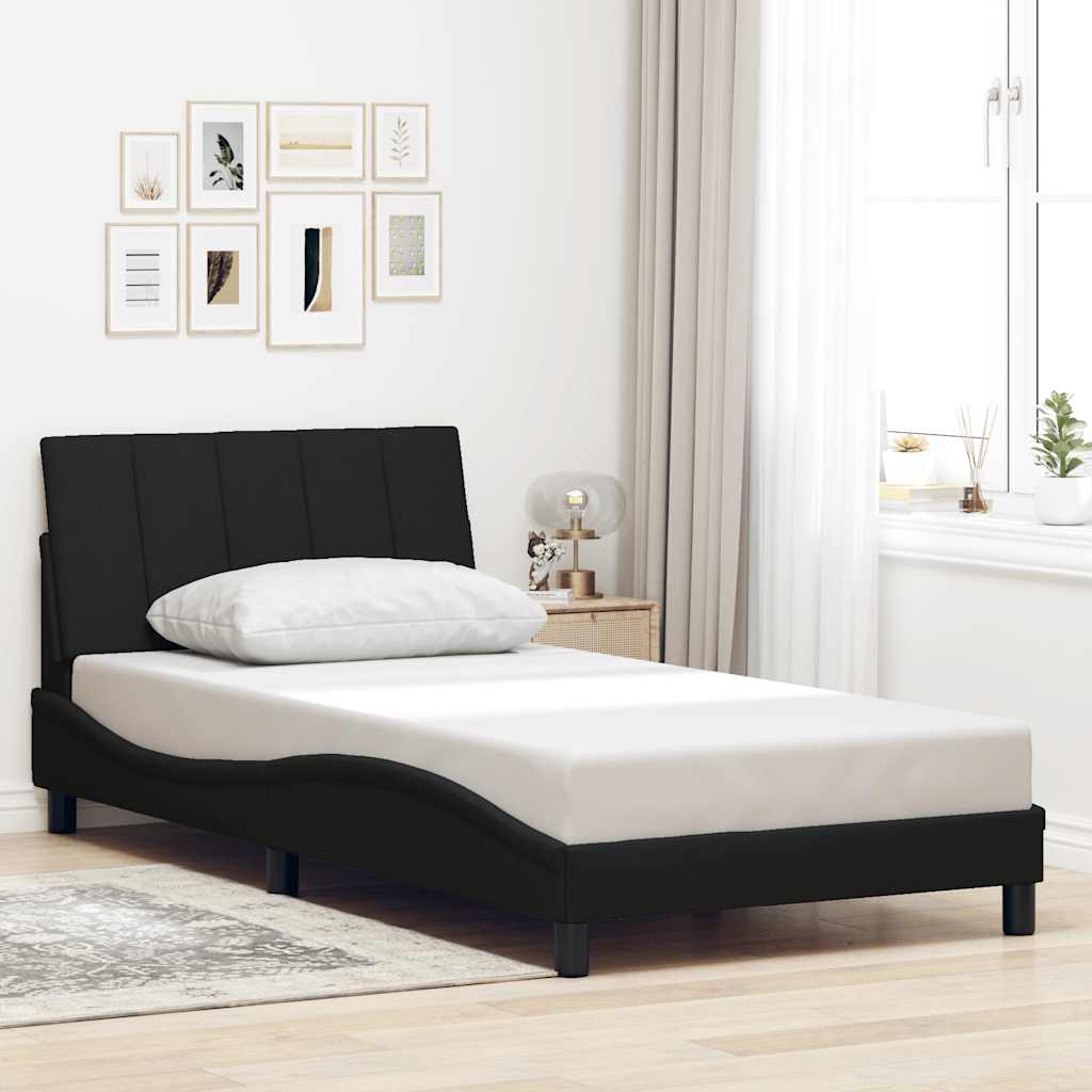 Estrutura de cama sem colchão hanko 100x200 cm tecido preto