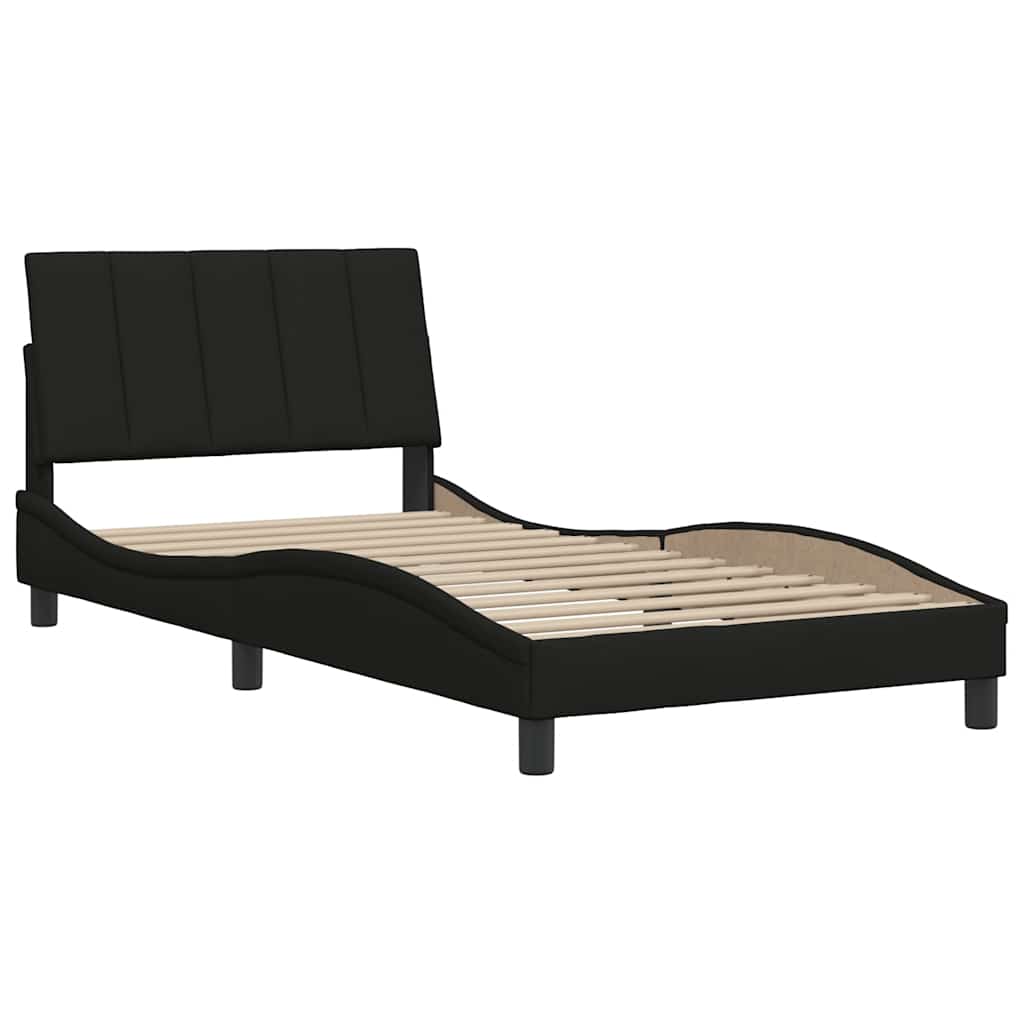 Estrutura de cama sem colchão hanko 100x200 cm tecido preto