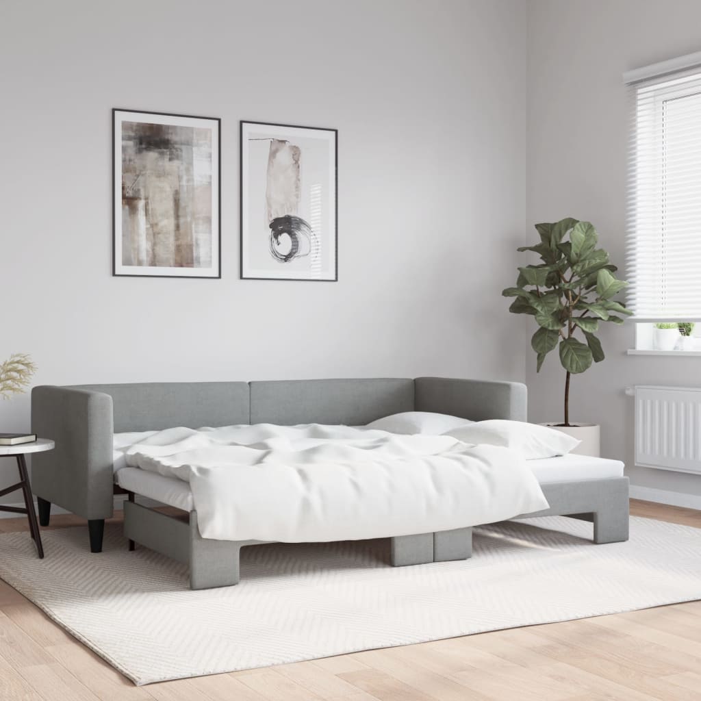 Sofá-cama com gavetão 80x200 cm tecido cinzento-claro