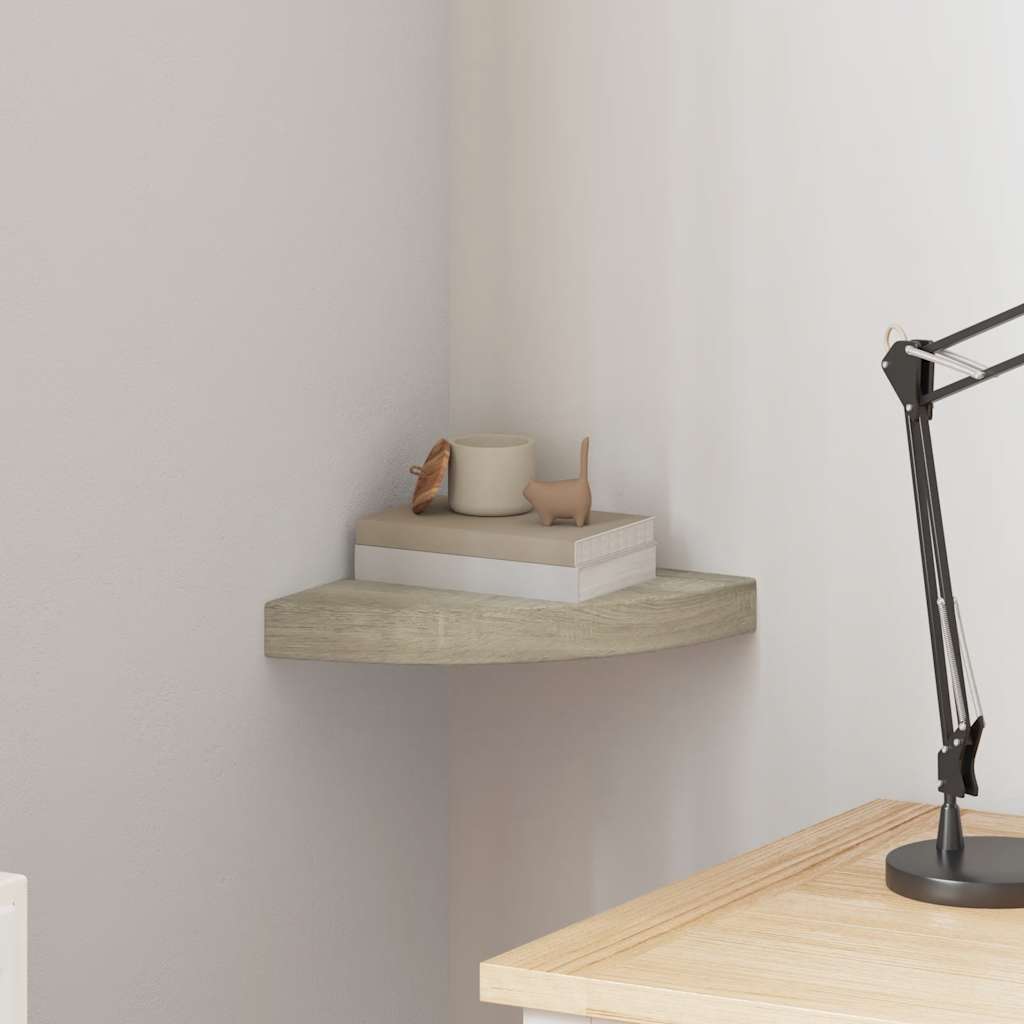 Prateleira de canto suspensa 25x25x3,8 cm MDF cor carvalho