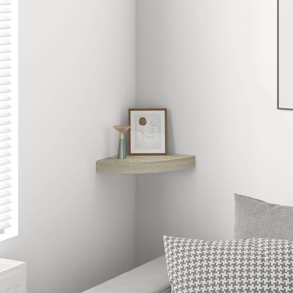 Prateleira de canto suspensa 25x25x3,8 cm MDF cor carvalho
