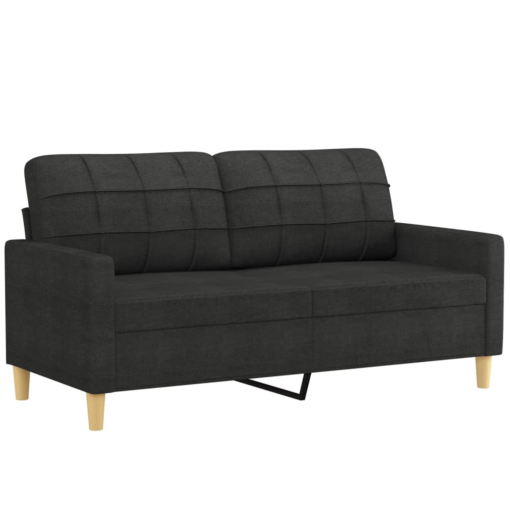 2 Pcs conjunto de sofás com almofadas tecido preto