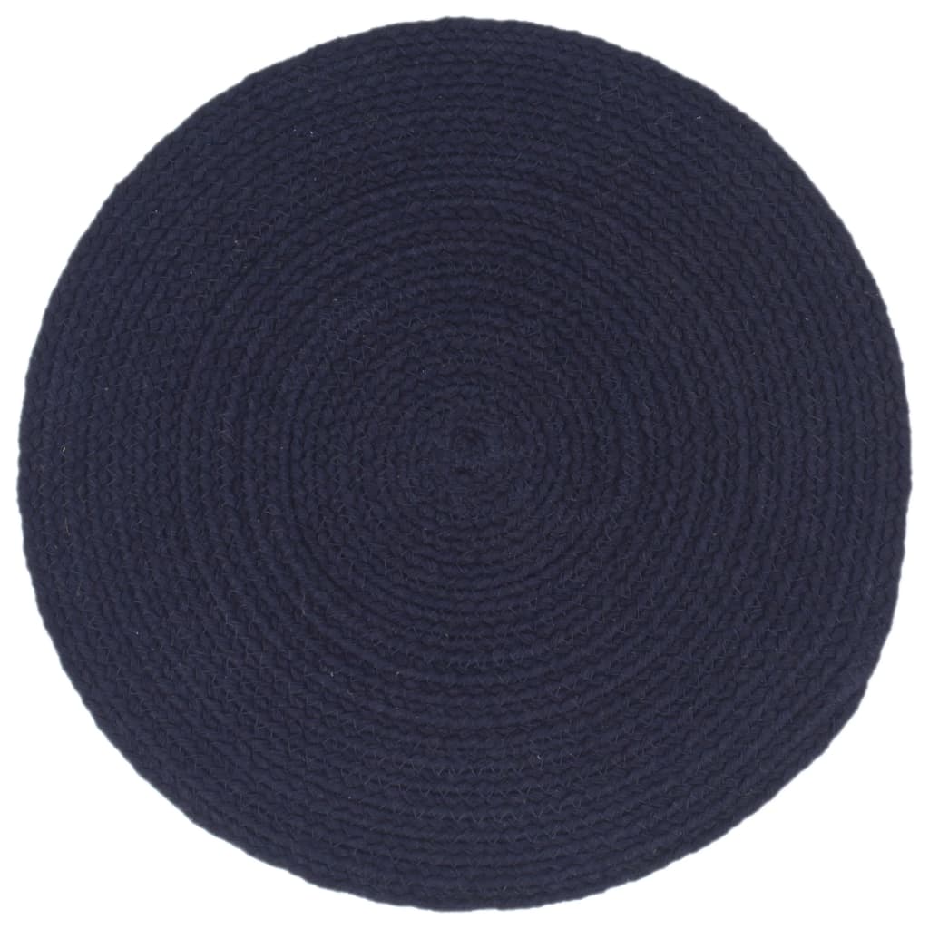 Individuais mesa 4 pcs algodão liso 38 cm redondo azul-marinho
