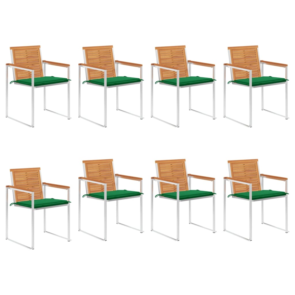 Cadeiras de jardim 8 pcs c/ almofadões madeira de acácia maciça