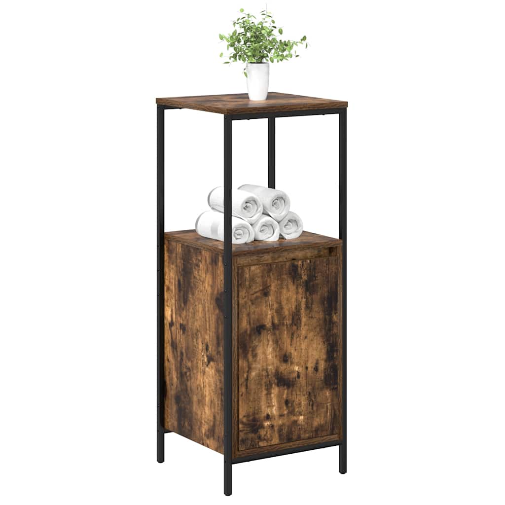 Armário de banheiro com prateleiras, carvalho defumado, 36x35x95 cm