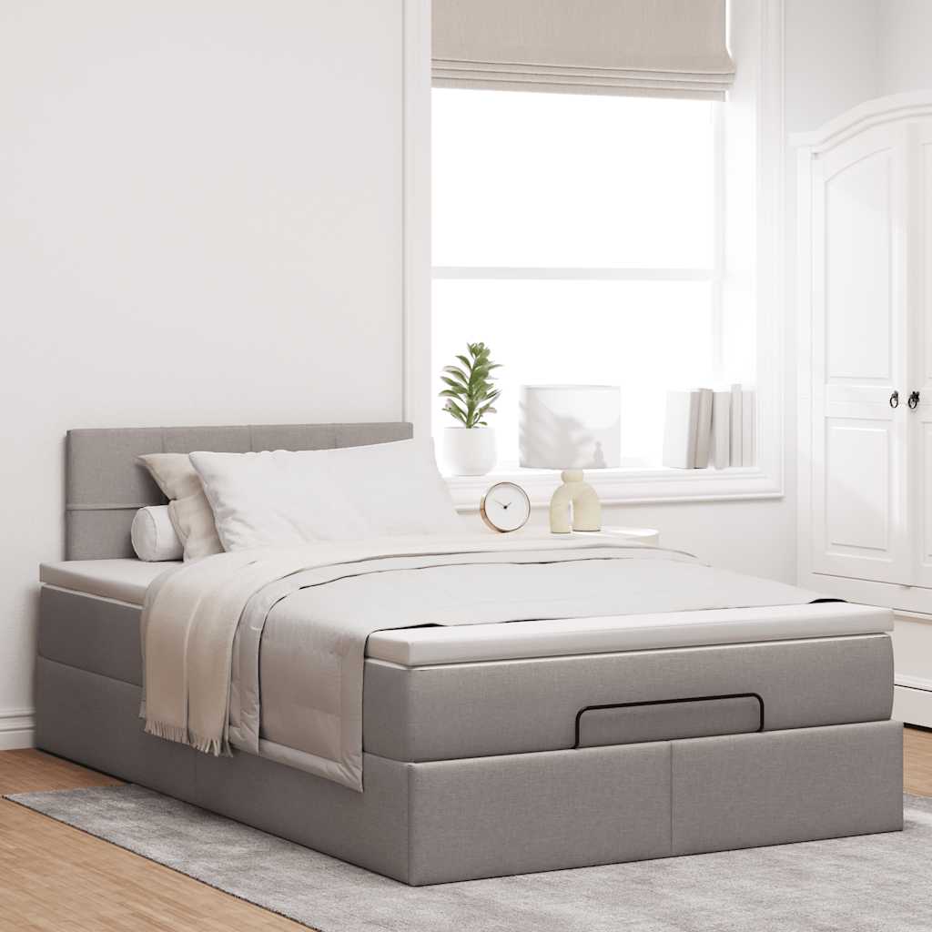 Moldura de cama otomana com tecido cinza 120x200cm