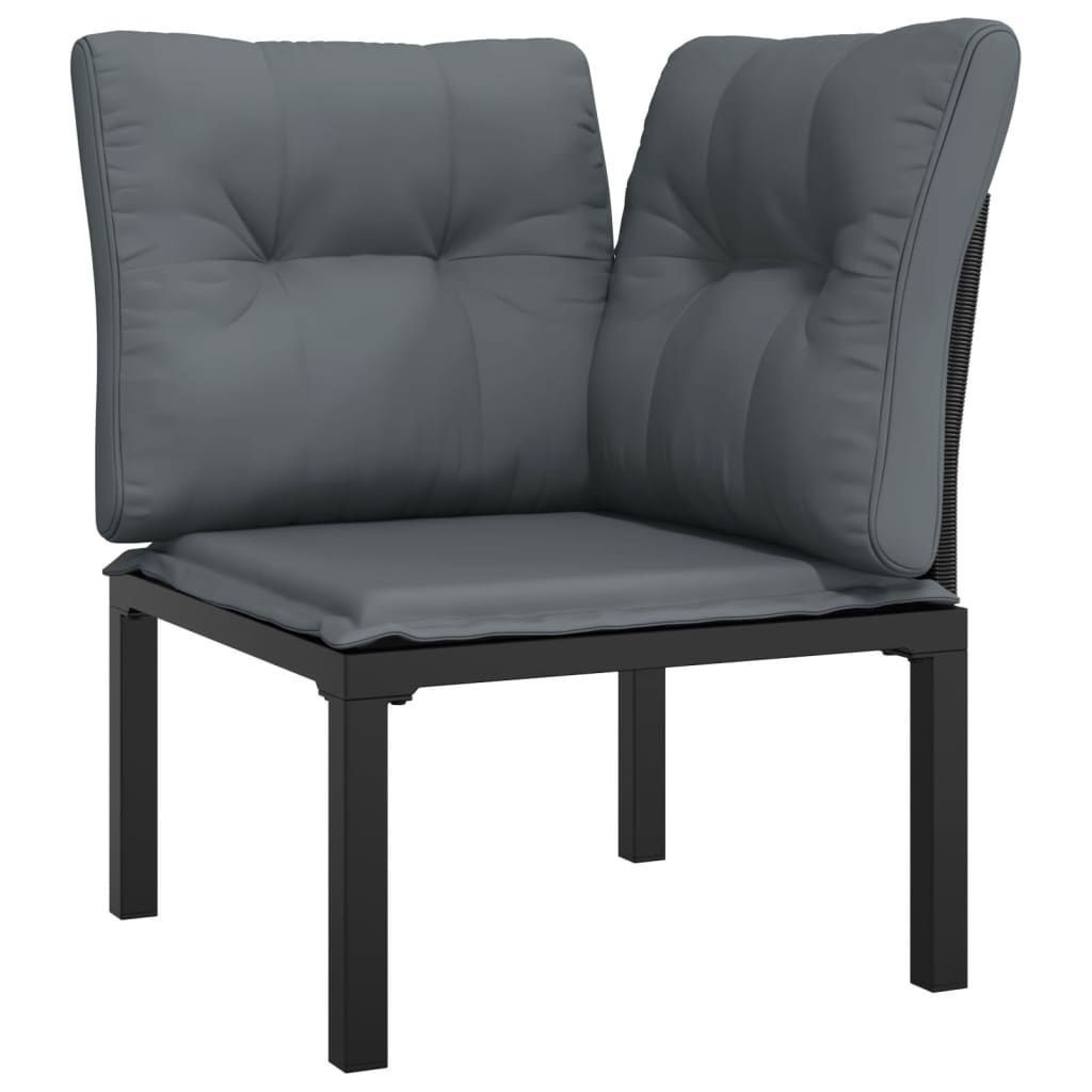 9 Pcs conjunto lounge de jardim vime PE preto e cinzento