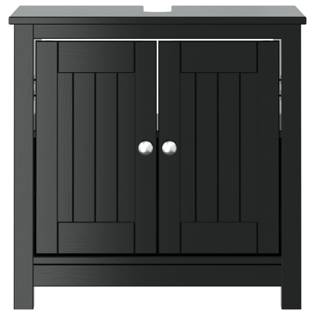 Móvel de lavatório berg 60x34x59 cm pinho maciço preto
