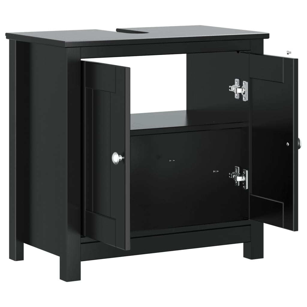 Móvel de lavatório berg 60x34x59 cm pinho maciço preto