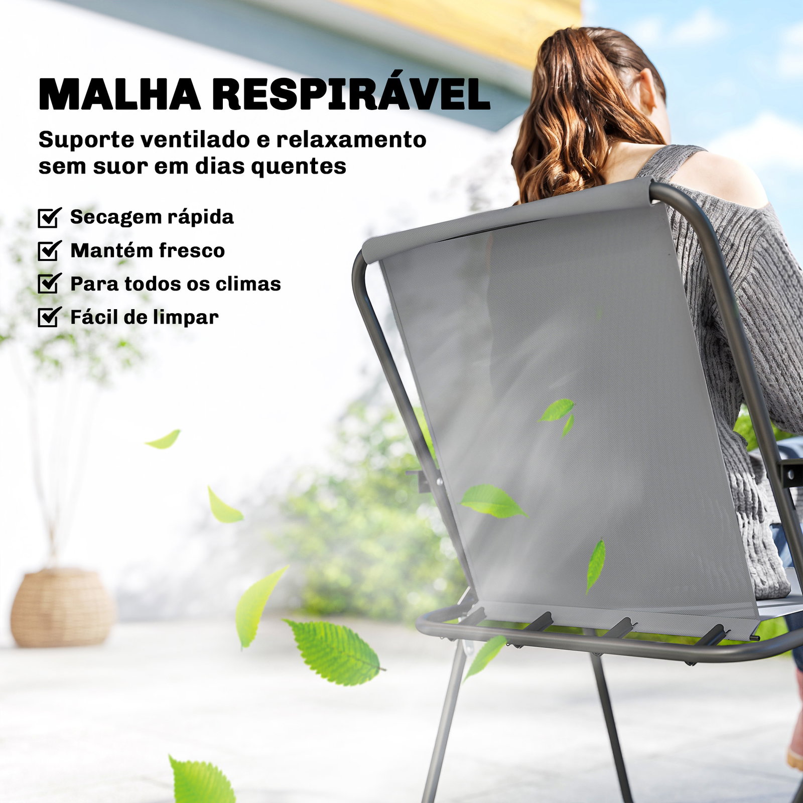 Conjunto de mesa e cadeiras de jardim de 8 peças com chapéu de sol 6 cadeiras dobráveis e mesa de vidro cinza