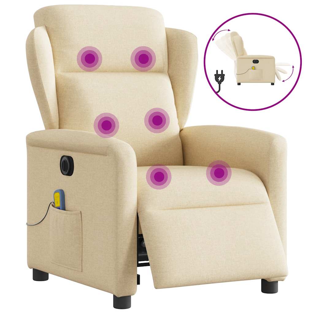 Poltrona de massagens reclinável elétrica tecido creme