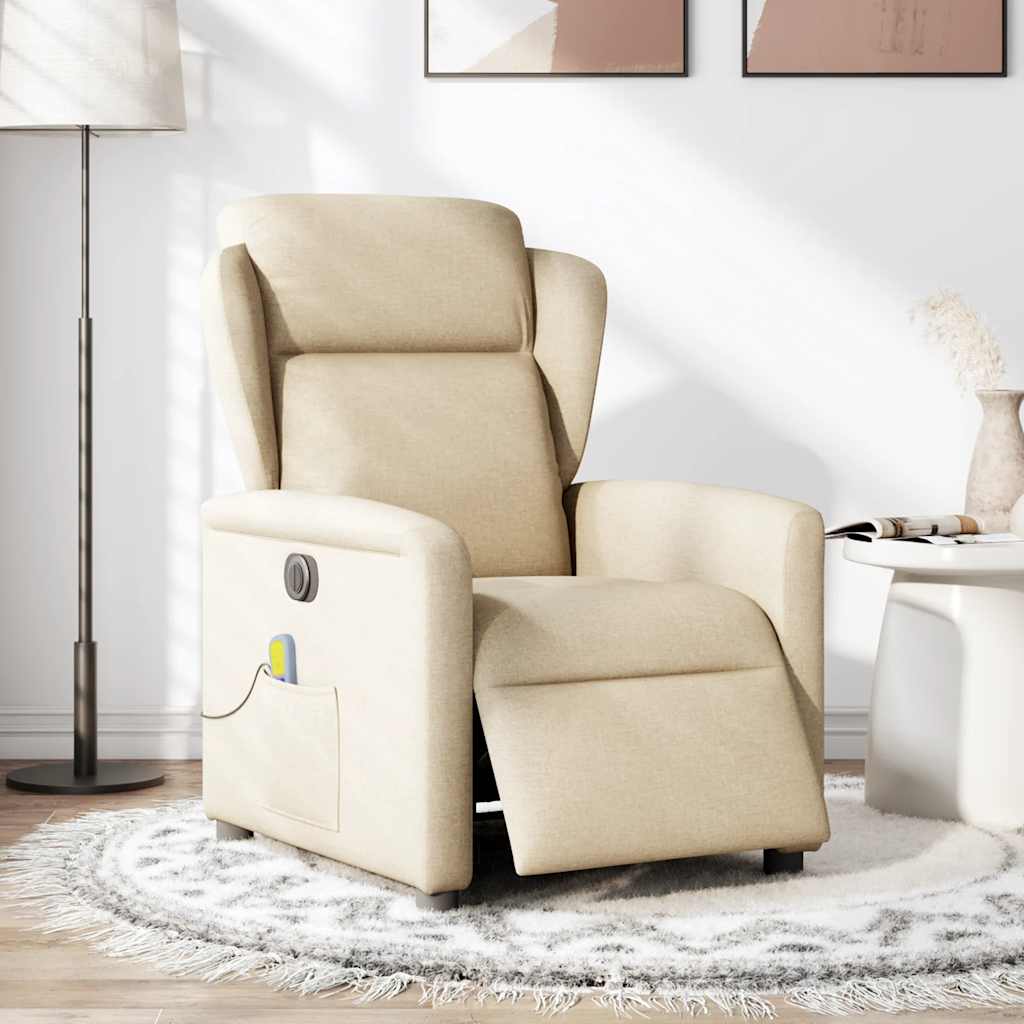 Poltrona de massagens reclinável elétrica tecido creme