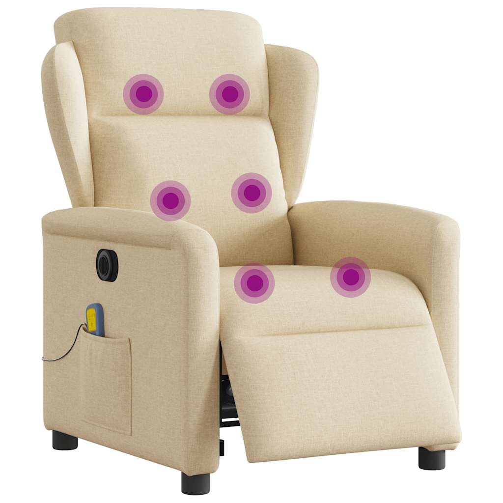 Poltrona de massagens reclinável elétrica tecido creme