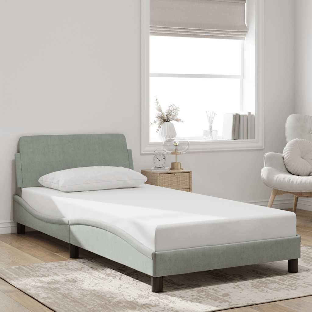 Estrutura de cama dover 100x200 cm veludo cinzento-claro