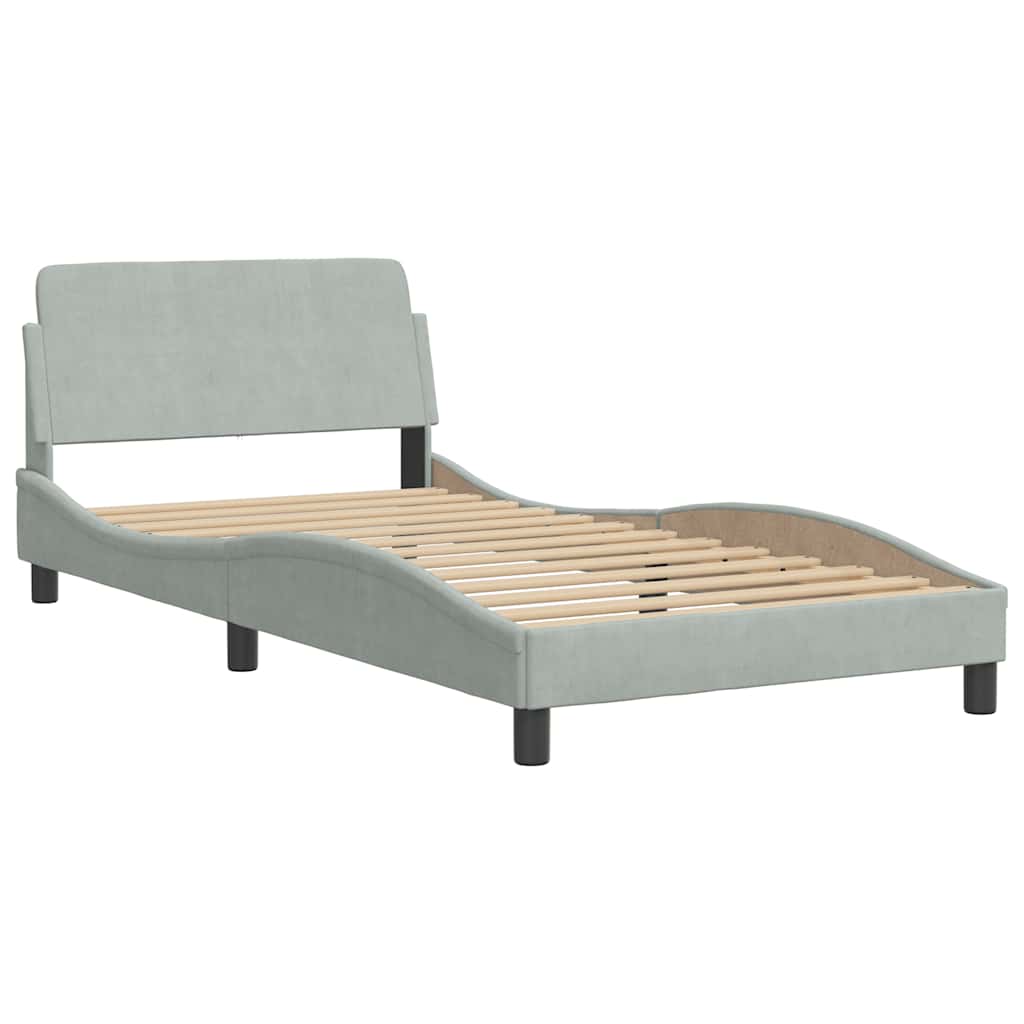 Estrutura de cama dover 100x200 cm veludo cinzento-claro
