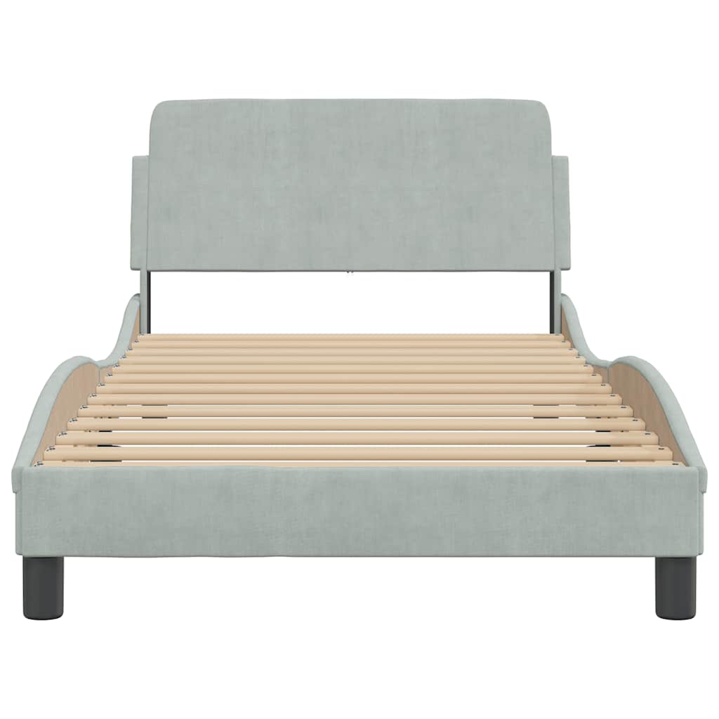 Estrutura de cama dover 100x200 cm veludo cinzento-claro