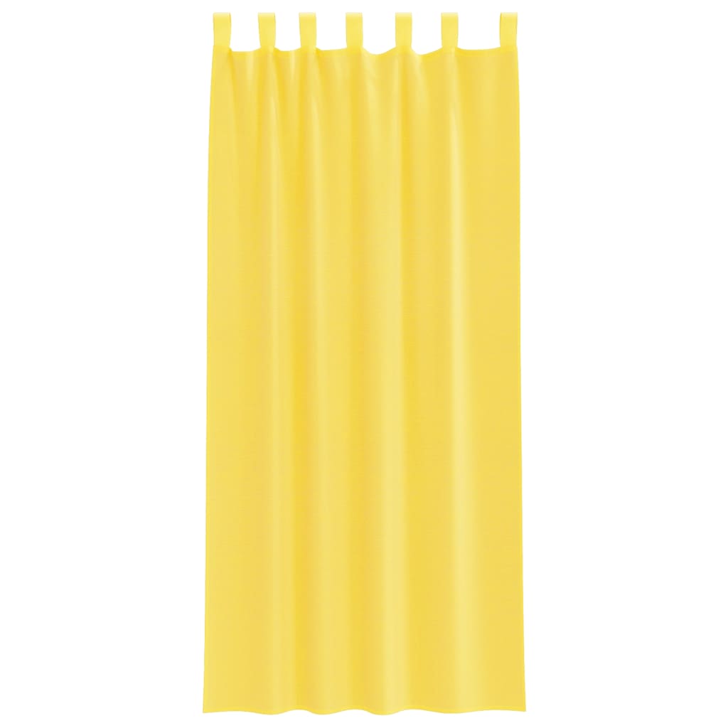 Cortinas de voile com bolsos para varão 2 pcs amarelo