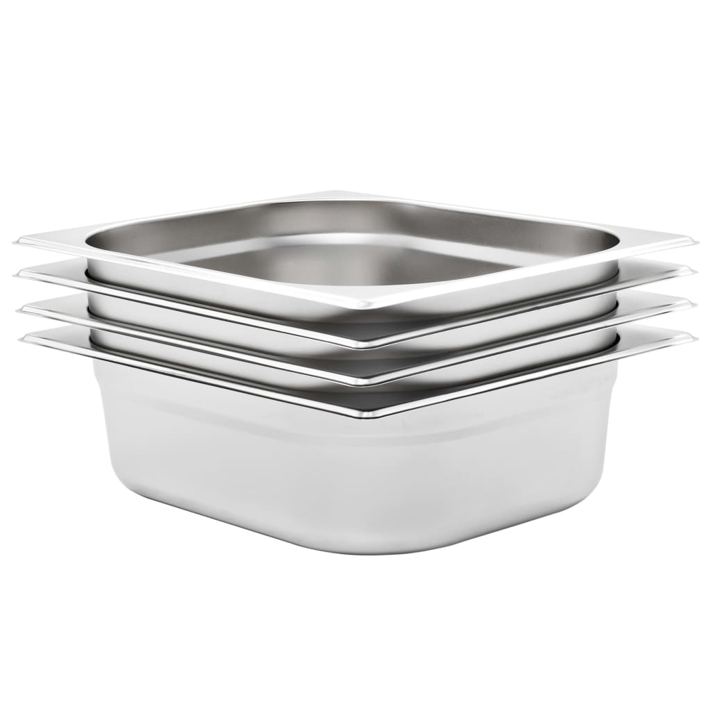 Recipientes gastronorm 4 pcs gn 1/2 100 mm aço inoxidável