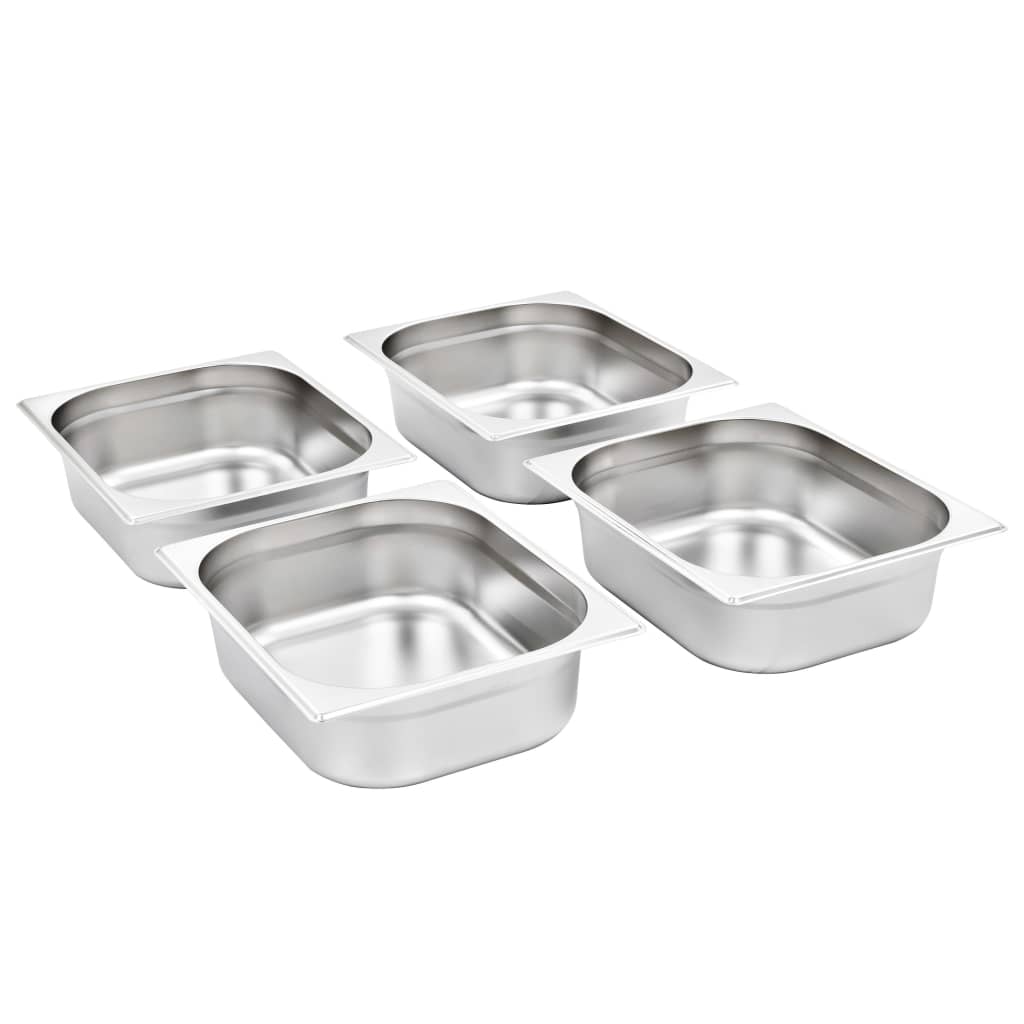 Recipientes gastronorm 4 pcs gn 1/2 100 mm aço inoxidável