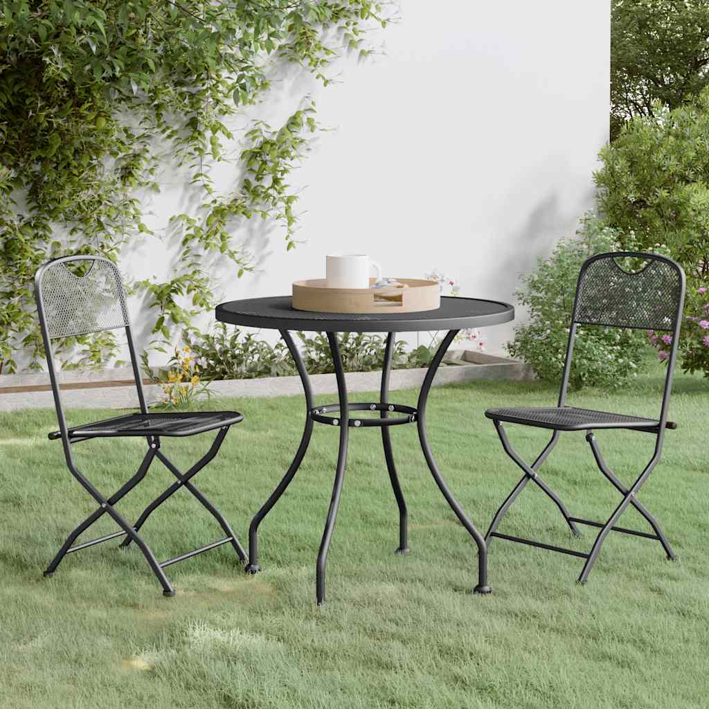 3 Pcs conj. de jantar p/ jardim malha metal expandido antracite