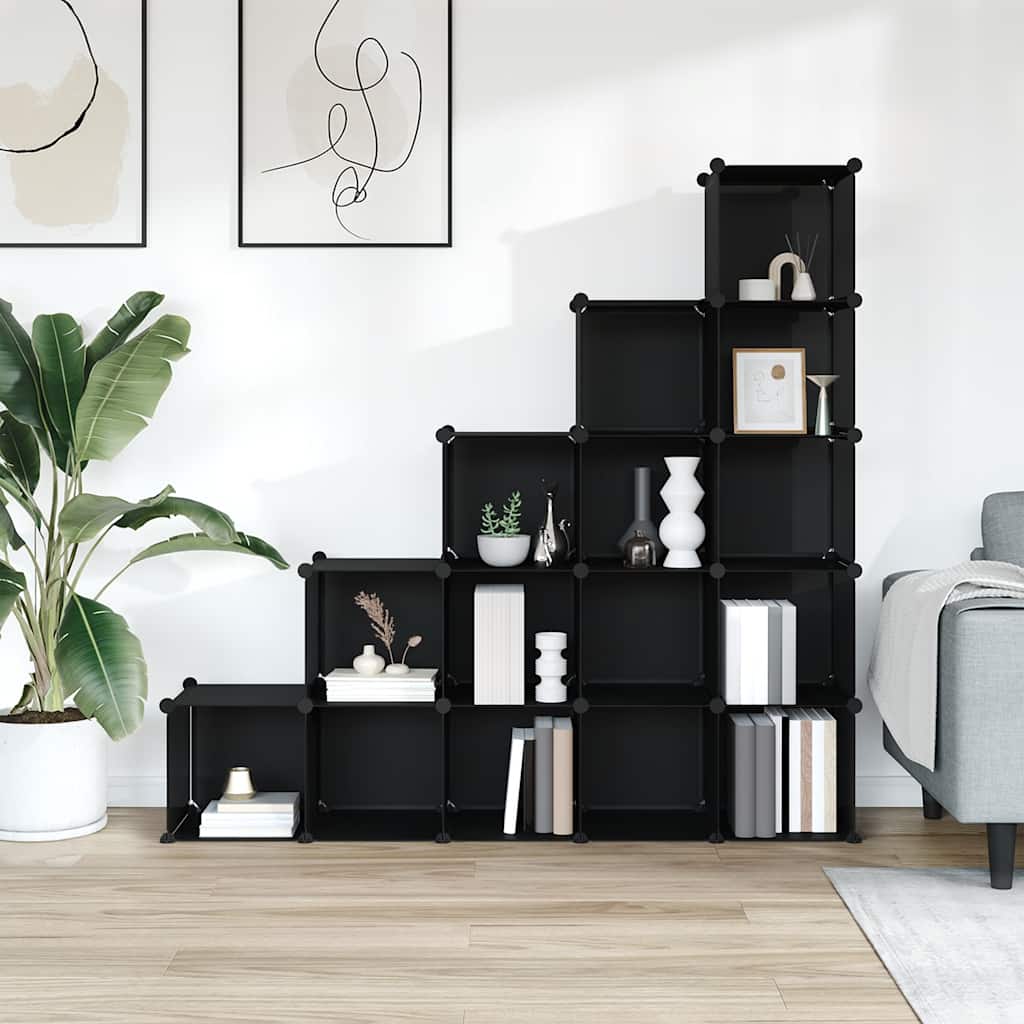 Organizador de arrumação com 15 cubos PP preto
