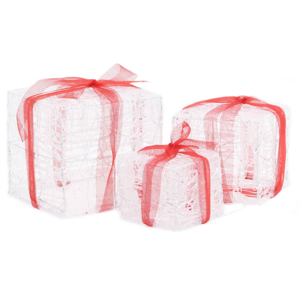 Caixas presentes natal decorativas 3 pcs acrílico colorido