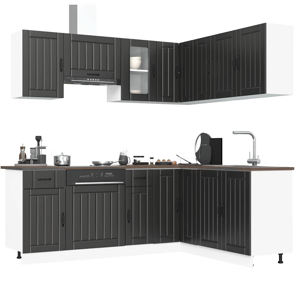 11 Peças armário de cozinha conjunto lucca preto